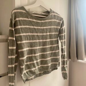 Olive and Cream Striped Women's Sweatshirt